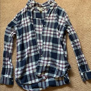 Navy blue and pink flannel
